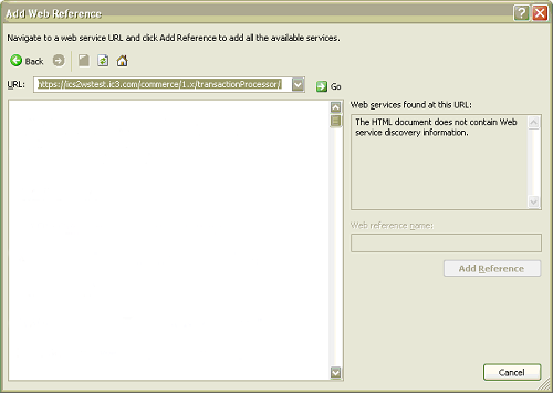 Specifya web service reference URL.