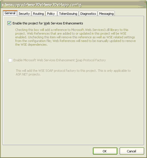 The General tab of the app configdialogbox.