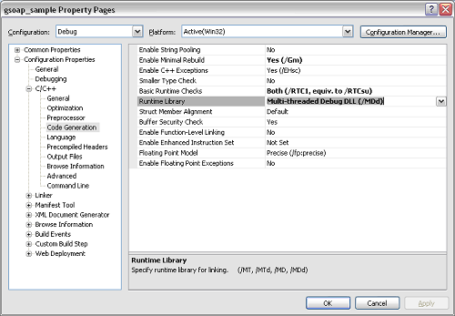 Verifythat the Debug configuration is using thecorrect Runtime Library.