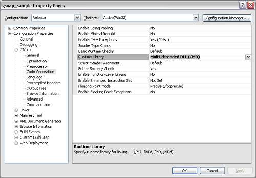 Verify that the Release configuration is usingthecorrect Runtime library.