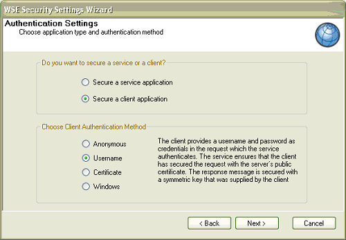 The Authentication Settings screen.